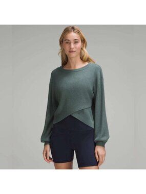 Lululemon Reversible Crossover Sweater Forest Crop Ribbed Pullover